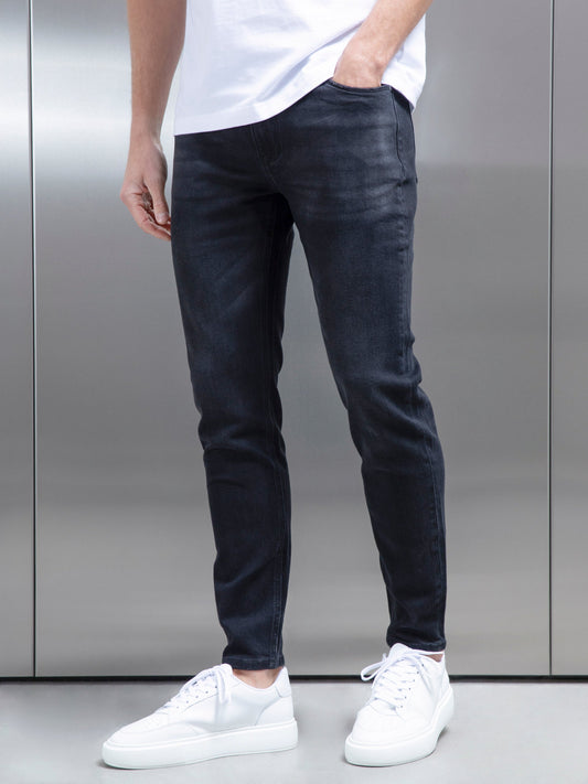 AREL- Slim Fit Denim Jeans in Zwart wassing